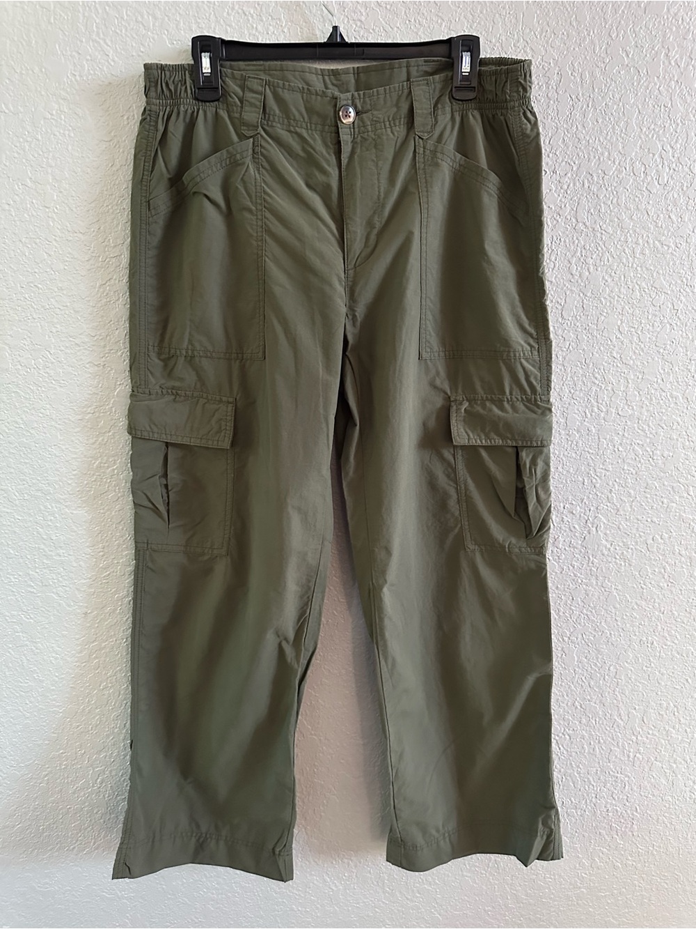 Old Navy Olive Green Wide Leg Cargo Pants Full Length Utility Pockets Medium